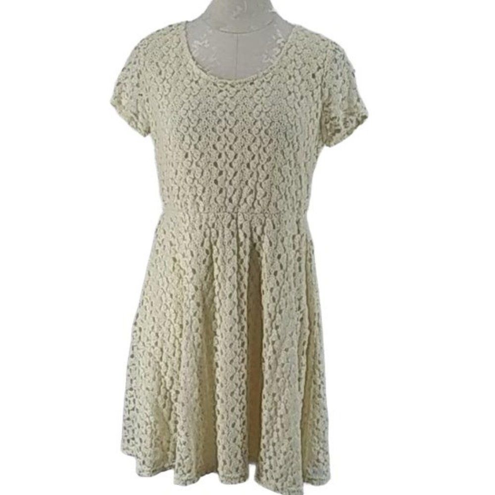 Siren Lily Women's Off White Crochet Swing Dress Size Large